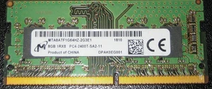 8GB MICRON DDR4 RAM 2400MHz PC4-2400T SO-DIMM 260-pol.CL17 MTA8ATF1G64HZ-2G3E1 - Picture 1 of 1