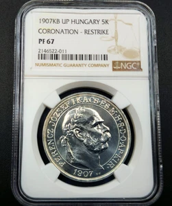 Coronation 5 Korona 1907KB Kremnica King Francis Joseph I Hungary PF67 NGC - Picture 1 of 4