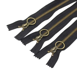 10 PCS 8 Inch 5 Antique Brass Metal Zippers, Close End, Sewing Purse Bags Craft - Picture 1 of 3