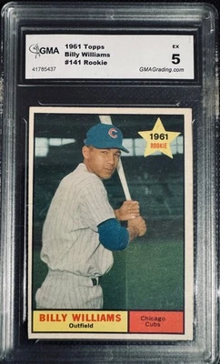 1961 Topps Billy Williams novato radiocontrol, tarjeta #141 Chicago Cubs Salón de la fama, clasificación GMA 5 EX Foto 1 de 2