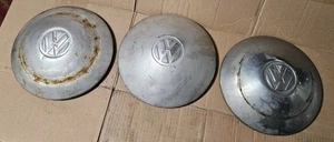 Three Vintage VW Volkswagen Chrome Hubcaps – Dome Style – Beetle/ Bus /Bug OEM - Picture 1 of 10