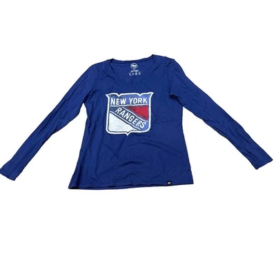 47 Brand New York Rangers Hockey Mujer Mediana Azul Home Run Camiseta Manga Larga Foto 1 de 3
