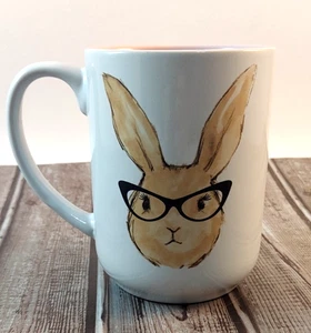 Bunny with Glasses Coffee Mug - Design on Both Sides - 16 oz - Picture 1 of 9