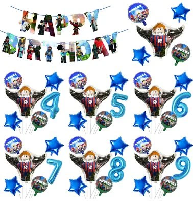 Roblox balloon boys gaming theme foil latex banner birthday party decorations