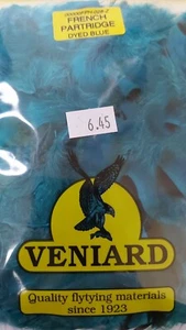 1 pack 2g VENIARD fly tying FRENCH PARTRIDGE feathers " BLUE " - Picture 1 of 2