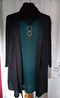 Ladies Gabriella Vicenza Size 16 18 Two In One Top and Open Cardigan Black Green