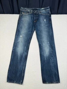 Diesel Viker Jeans Mens 32x30 Fits 33x31 Denim Distressed Blue Button Fly - Picture 1 of 15