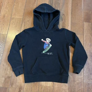 Youth Polo Ralph Lauren Snowboarding Bear Black Hoodie Sweatshirt Black sz 7 - Picture 1 of 9