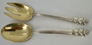 TIFFANY PALMETTE STERLING 10” LONG HANDLED SALAD SERVING SET NO MONO - Picture 1 of 4