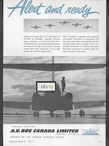 AVRO A.V.ROE CANADA LTD 1954 CF-100'S RCAF ALERT & READY AD - Picture 1 of 1