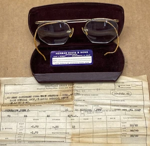 Occhiali vintage 1951 US Army Emessi Montature 12K. GF - Foto 1 di 8