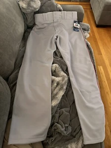 Majestic Relaxed Fit Grey Baseball Pants With Red Stripe Large New W/ Tags - Picture 1 of 5