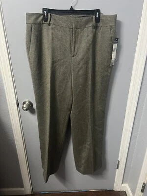 Pantalones para mujer CHAPS talla 16 marrón/negro tweed mezcla lana forrados pierna recta. Nuevo con etiquetas. Foto 1 de 4