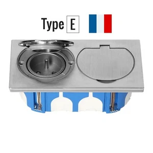 Edelstahl Doppel Einbausteckdose IP55 Klappdeckel I Steckdose Typ E Französisch - Bild 1 von 11