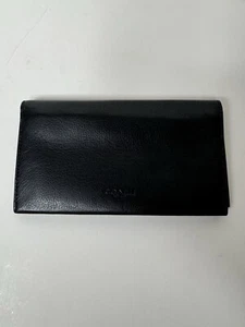 Cartera larga plegable grande Coach de cuero negra nueva sin etiquetas - Imagen 1 de 6