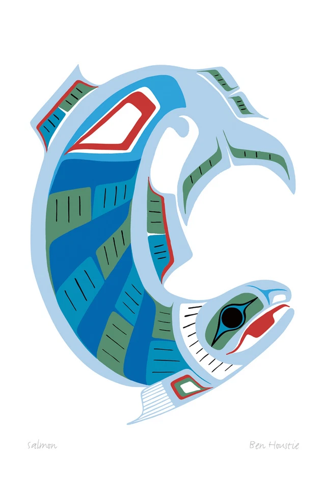 Tarjeta de arte Salmón Ben Houstie Nación Heiltsuk Nación Bella Bella Foto 1 de 1