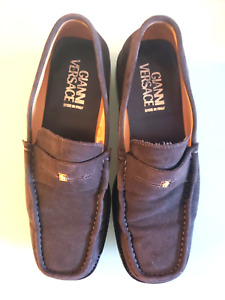 GIANNI VERSACE HAND MADE SUEDE SLIP ON MENS SHOES SIZE US 10.5 PRE-OWNED