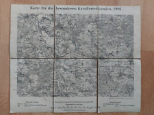alte Landkarte / Kavallerieübungen von 1901 auf Leinen geklebt Königreich Preuß.