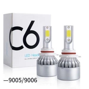 C6 9006/H10/HB4 LED Headlight Fog Light Kit High/Low Beam Bulbs 6000K Cool White - Picture 1 of 9
