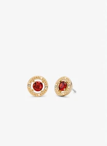 NWT Michael Kors Pavé Halo Stud Earrings, Red and Gold, Valentine's Day - Picture 1 of 2