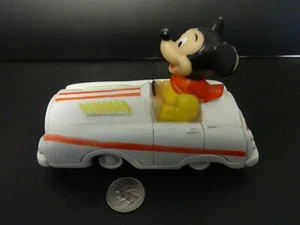 Vintage Disney Mickey Mouse Rubber Squeaky White Car - Used - Picture 1 of 6