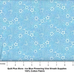 Eisblau blühender Rebenkranz Zubehör 100 % Baumwollstoff im 1/4 Yard - Bild 1 von 1