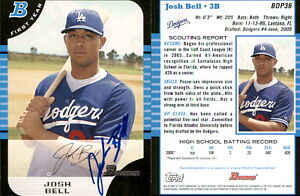 Josh Bell Signed 2005 Bowman Chrome  #BDP36 Card Los Angeles Dodgers