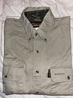 NUEVA CAMISA DE CAZA REMINGTON PARA HOMBRE MANGA LARGA CAQUI TALLA GRANDE 42-44 LOGO Foto 1 de 4