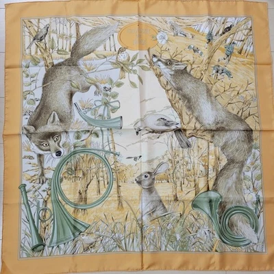 Bufanda de seda HERMES Carre 90 CHASSE au BOIS W 90 cm buen estado con caja Foto 1 de 4
