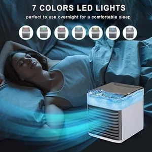 Mini Ventilador Portátil Enfriador de Aire - Humidificador USB Purificador 7 Colores Luces LED - Imagen 1 de 14