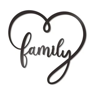 Cute Family Infinity Heart Metal Wall Sign Large Black Metal Family Wall Decor - Picture 1 of 7