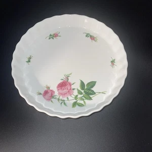 Christinholm Rose Pie Dish Scalloped Edge 10.5” Porcelain Floral China - Picture 1 of 6
