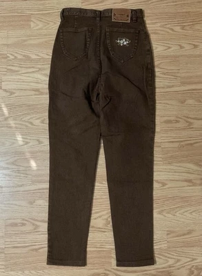Vtg 70’s OMEWIN Super Modern Jeans Brown Floral Lovely Daisy Stretch Women’s 5 - Image 1 of 4
