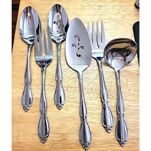 Oneida Community CHATELAINE 6 Serving Pieces Glossy Stainless Steel Flatware - Picture 1 of 3