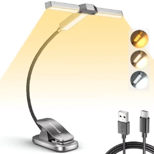 Tri-Head Led Book Light 1000Mah Usb Rechargeable Reading Light Dimmable Book Nig - Picture 1 of 7
