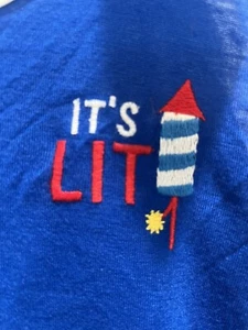 NEW-Girls 4th of July Tank Top-Sz XS- Blue-It's Lit Logo & Firework-Arizona Bran - Picture 1 of 4