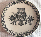 Antonio Rivera Vintage 1972 Tlaquepaque Keramikteller schwarz und hellbraun Eule Mexiko