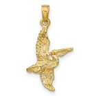 3D Pelican Flying Charm In Real 14k Yellow Gold