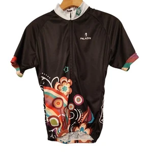 Paladin Women's Black Floral Bike Cycling Jersey Short Sleeve Back Pocket Medium - Picture 1 of 12