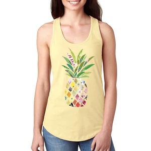 XtraFly Apparel Women's Patterned Pineapple Vacation Summer Beach Sea Racerback - Picture 1 of 7