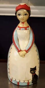 Vintage 1966 seltene japanische Hong Horizons 8" Keramik Mädchen mit Katzenbank - Bild 1 von 8