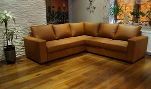 Cognac Echtleder Ecksofa Schlaffunktion und Bettkasten Echt Leder Sofa Eckcouch - Bild 1 von 14