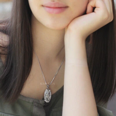 Virgin Mary Made with Swarovski Crystal Religious Christian Necklace Jewelry New - Image 1 of 4