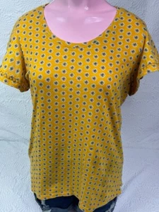 St Johns Bay Damen Oberteil S Gold Print U-Ausschnitt Flatterärmel Pullover Tee - Bild 1 von 13