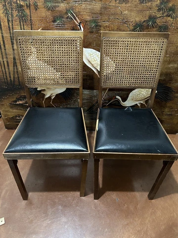 Two 1968! Leg O Matic Vintage Wood Folding Chair Camper RV Airstream Made In USA Cover