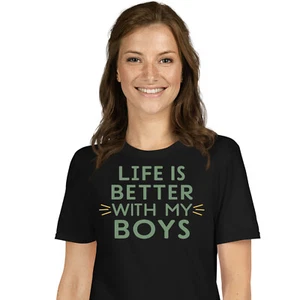 Life is Better With My Boys Cute Mother's Day T-shirt - Novelty Mom Love Tee - Picture 1 of 53