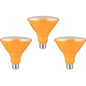3Pack PAR38 Flood Bug Light Bulbs for Outside, Amber Light, 15W (75W), E26 - Picture 1 of 1
