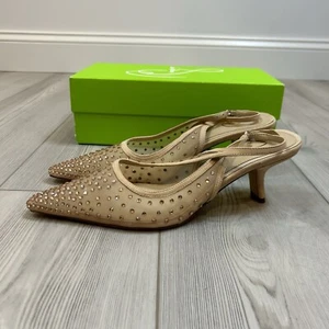 NEW Sam Edelman Bianka Mesh Slingback Heel Shoes Size 9.5 Crystals Pointed Toe - Picture 1 of 8