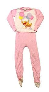 2 Pc Vintage Disney Winnie the Pooh Pink Footed Pajama Balloons Girls NO SIZE - Picture 1 of 13