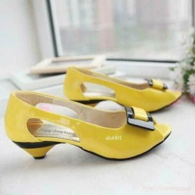 Womens Peep Toe Sandals Kitten Heels Court Office OL Dress Shoes Plus Size - Image 1 of 4